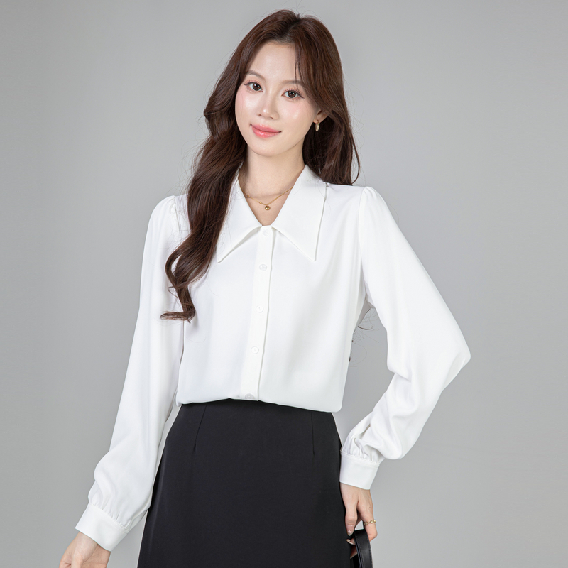 MY13693# 蓝色雪纺衬衫女长袖职业正装教师穿搭公务员服装事业编面试装女裝貨源服裝批發