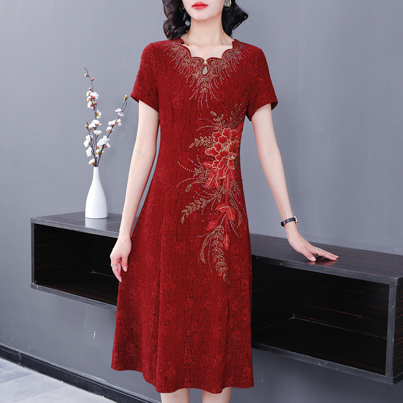 MY14849# 高端喜婆婆妈妈礼服婚宴高贵洋气年轻夏装平时可穿显瘦敬酒服...