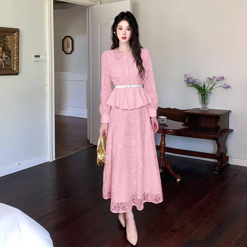 RY1269# 十三行品质 2026春装新款水溶绣花重工收腰显瘦两件套 送...