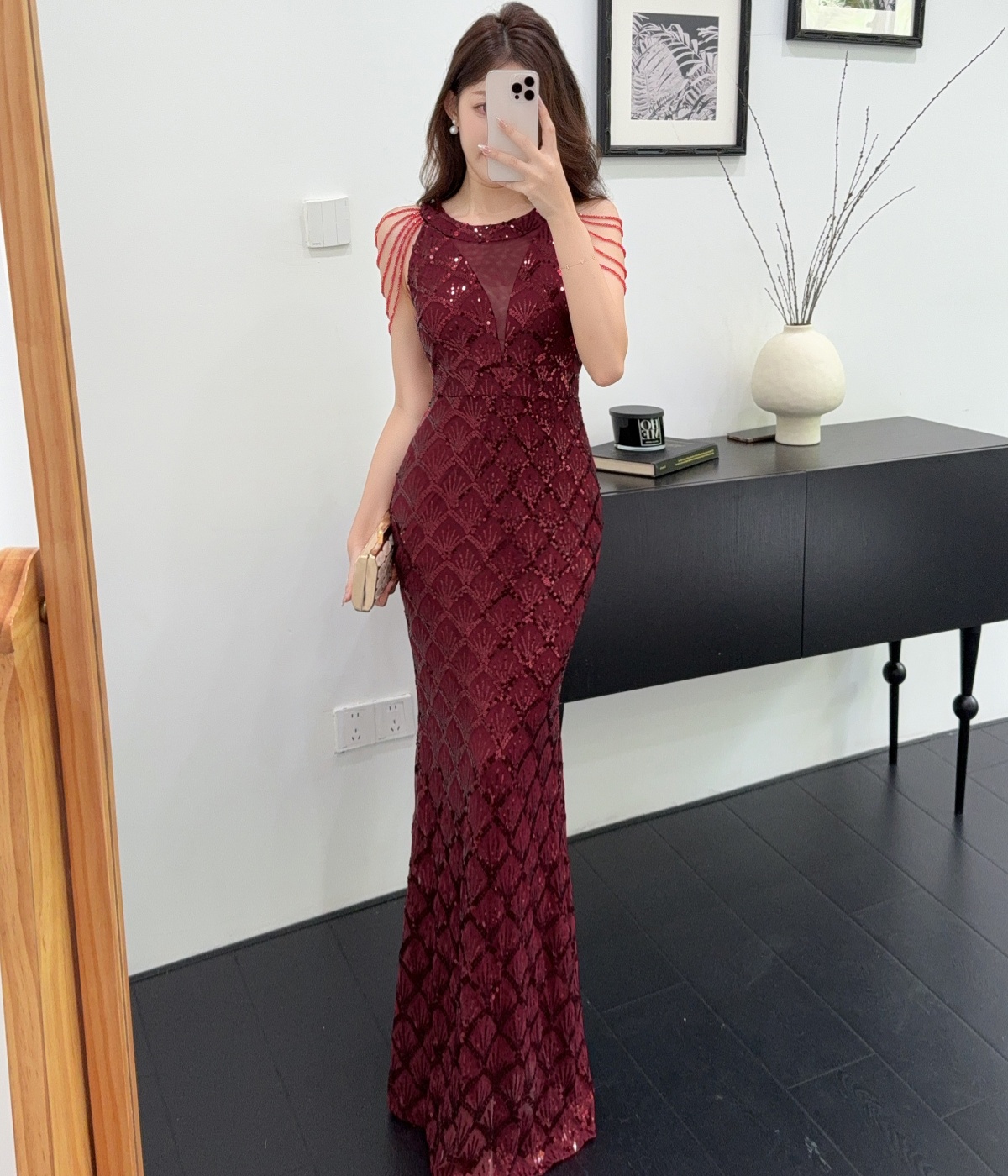 MY13075# 晚礼服女高级感宴会气质重工鱼尾长裙轻奢小众高端年会主持人...