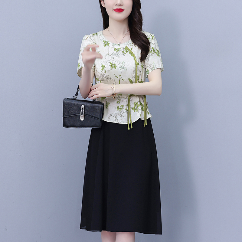 MY8143# 大码裙子夏季韩版气质洋气显瘦简约拼接时尚淑女假两件连衣裙女裝貨源服裝批發