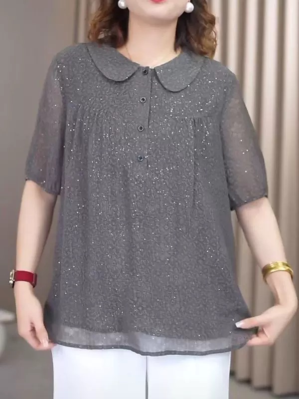 高端大氣媽媽減齡大碼上衣女2025年新款夏季洋氣減齡娃娃領顯年輕
