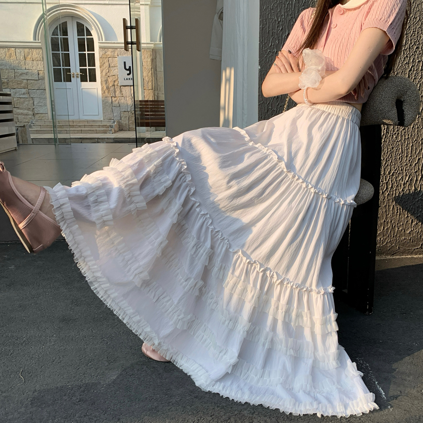 RY477# 小众设计感半身裙女2026春季新款甜美风百褶裙宽松显瘦休闲半...