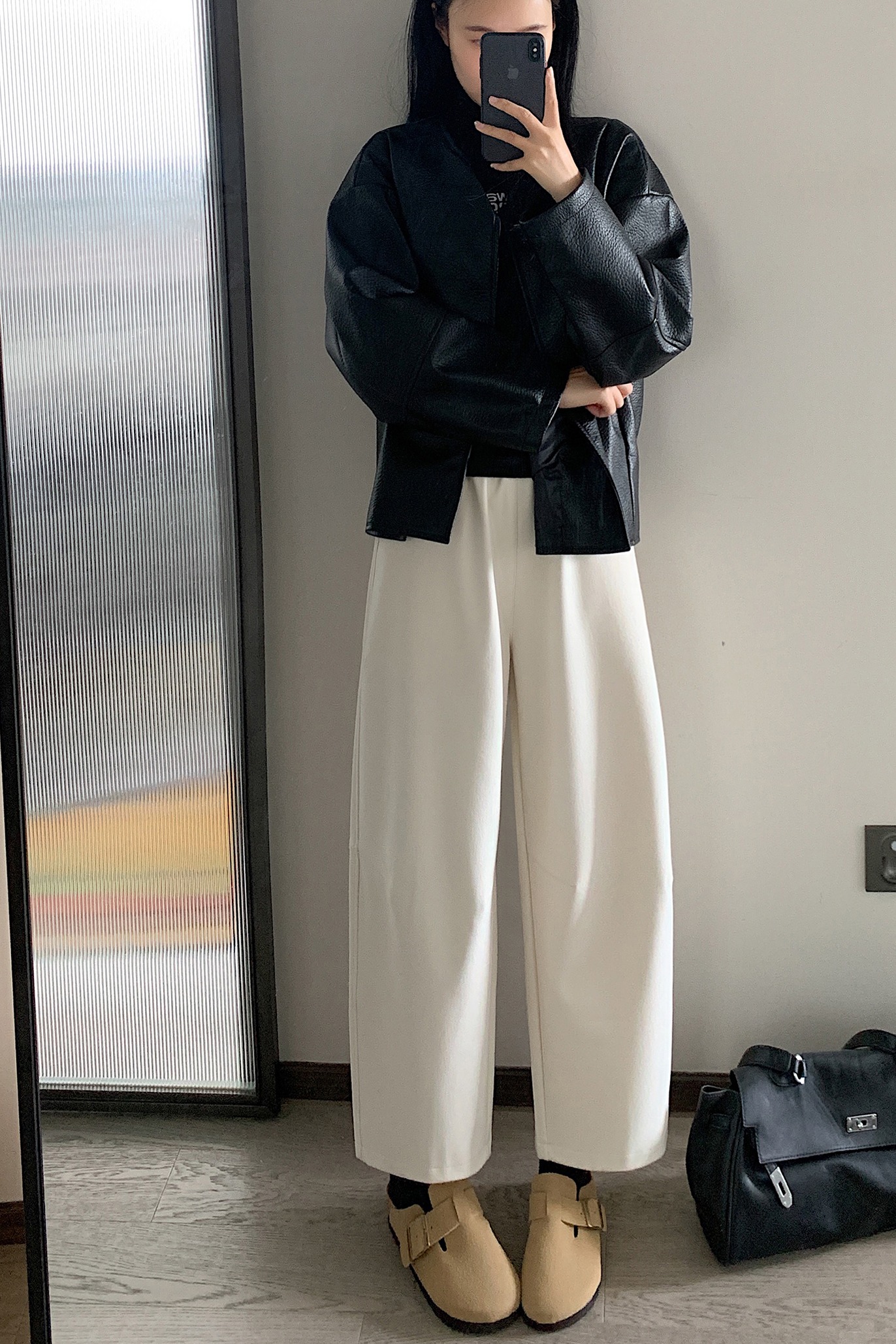 毛呢奶奶九分褲女加厚2025秋冬新款小個子寬松顯瘦直筒休閑蘿卜褲