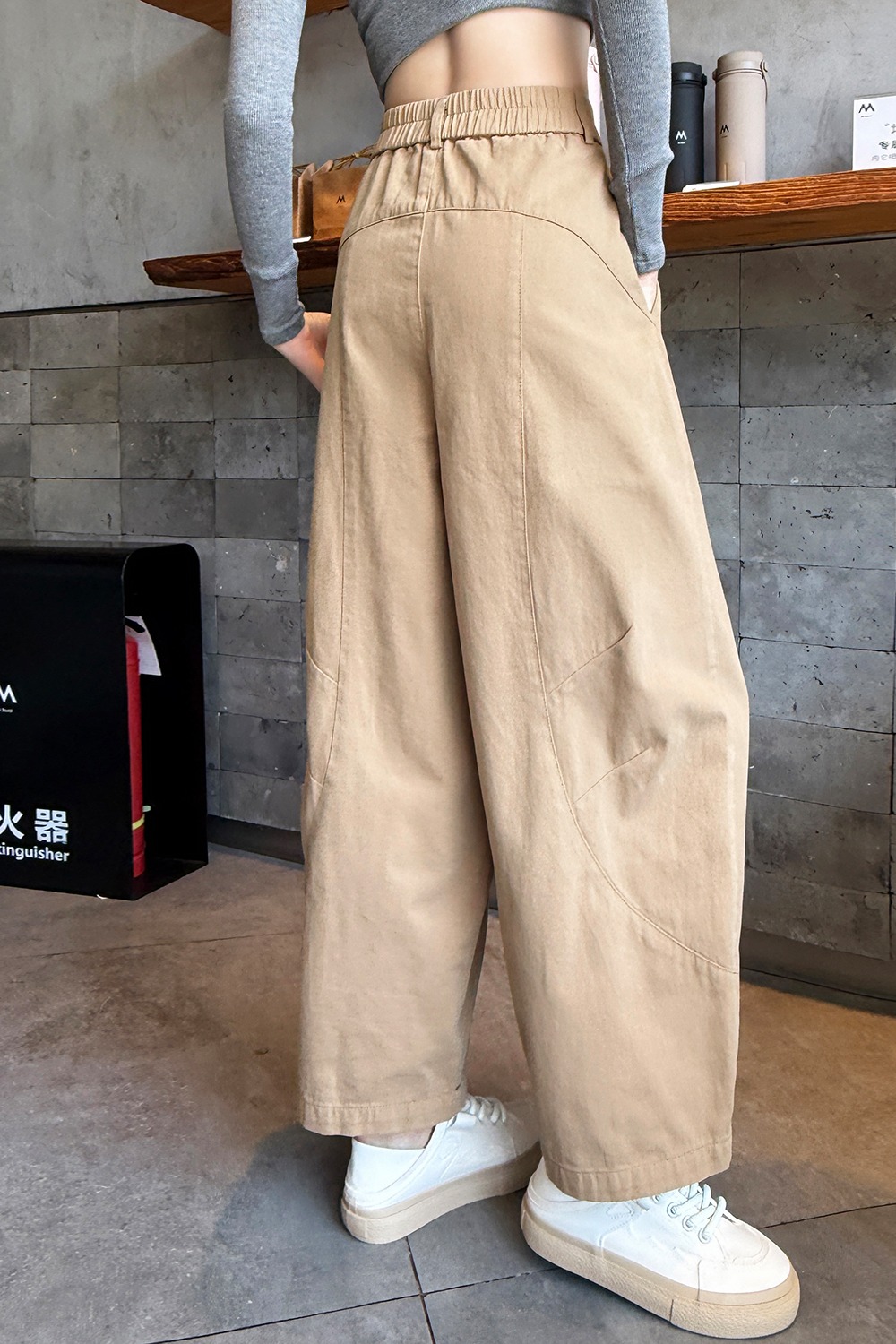 實拍2026春夏新款韓版時尚九分褲百搭顯瘦彎刀褲女休閑棉褲小個子