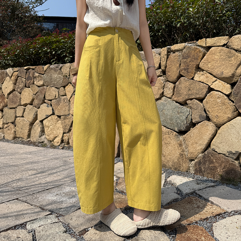 實拍2026夏季新款萊賽爾高腰寬松遮垮顯瘦小個子闊腿休閑褲九分褲
