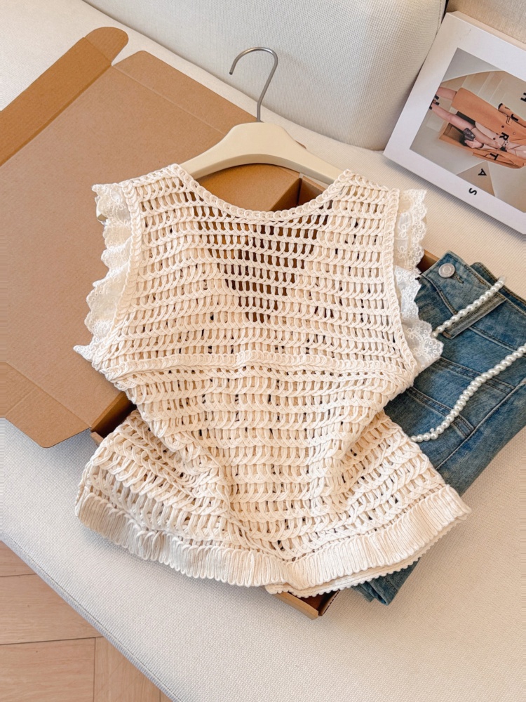 2026年夏季V領蕾絲刺繡馬甲女疊穿鏤空重工流蘇無袖背心