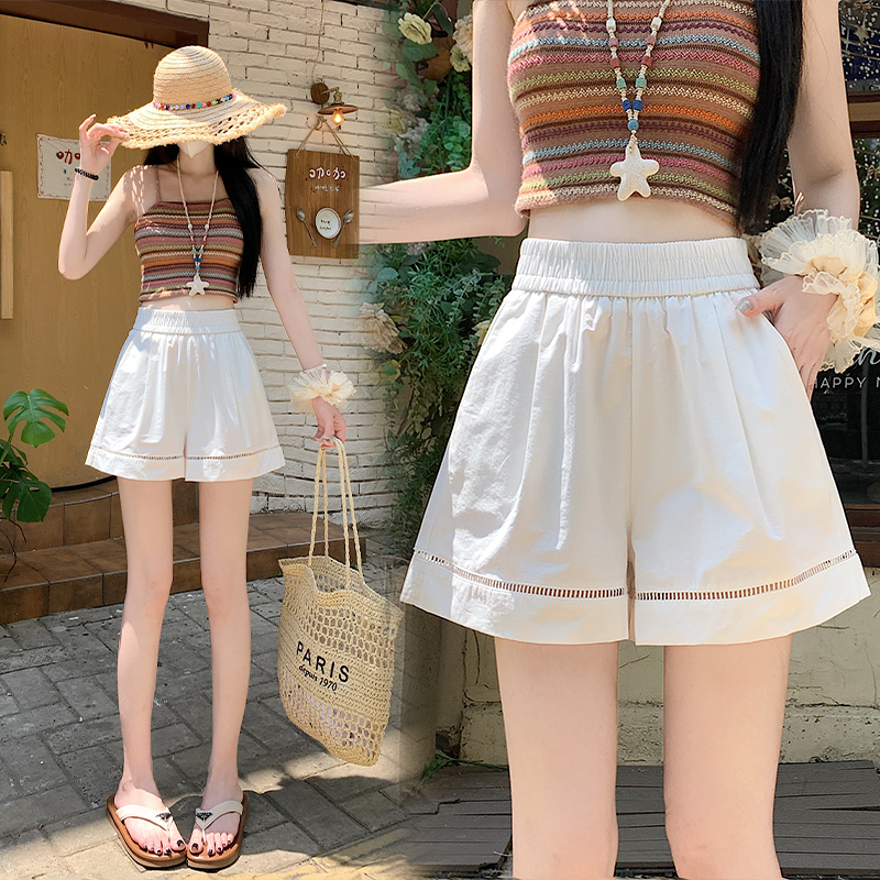 RY4285# 实拍2026新网红辣妹高级洗水棉面料百搭高腰镂空花边短裤 ...