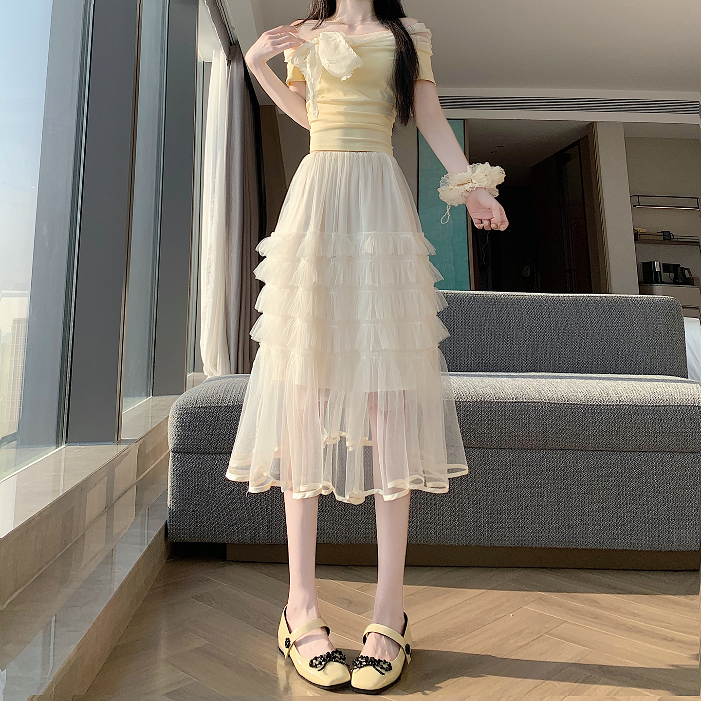 實拍2026重工網紗蛋糕裙半身裙女新款顯瘦中裙子半裙傘裙四季款