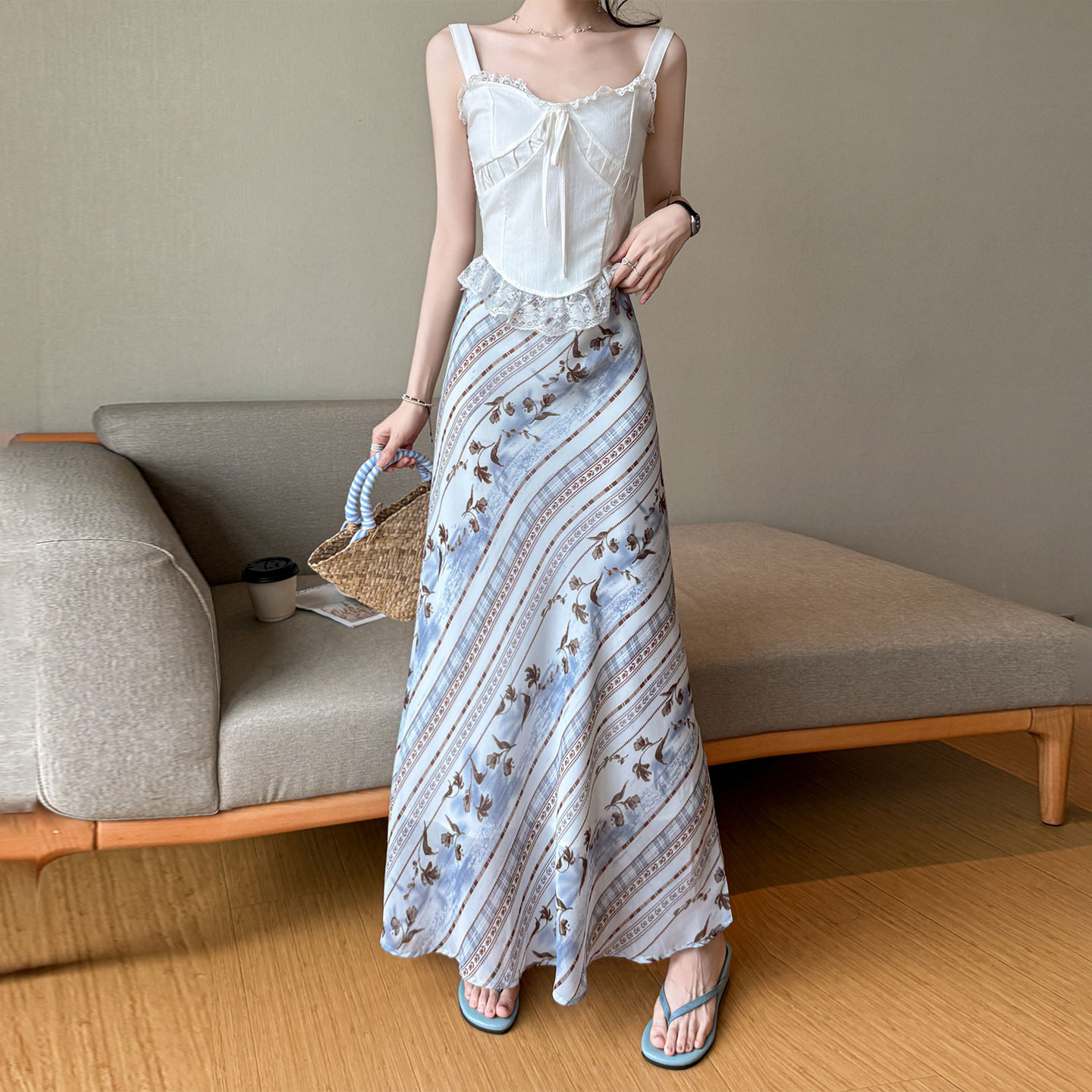 實拍夏碎花雪紡包臀半身裙女2026新款韓系甜美氣質顯瘦魚尾裙子