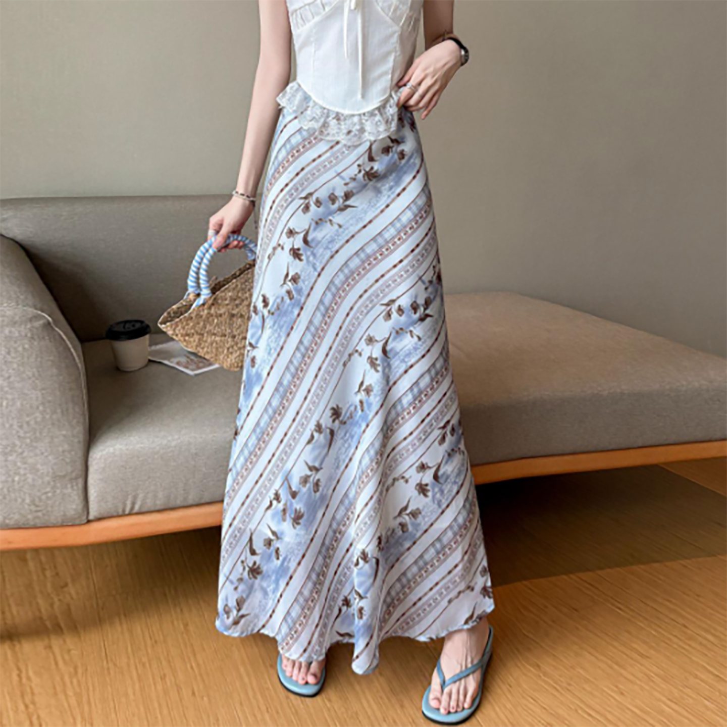 實拍夏碎花雪紡包臀半身裙女2026新款韓系甜美氣質顯瘦魚尾裙子