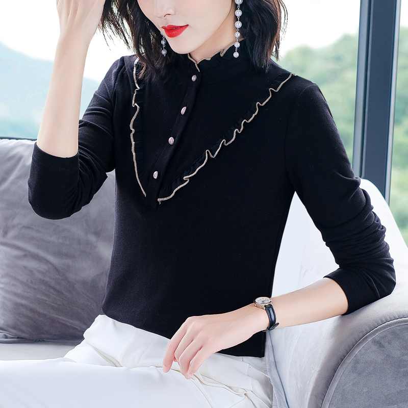 MY16067#打底衫女新款宽松显瘦立领百搭上衣女裝貨源服裝批發