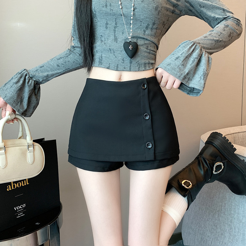 MY13189# 西装裤裙假两件设计高腰a字裙裤白色女裝貨源服裝批發