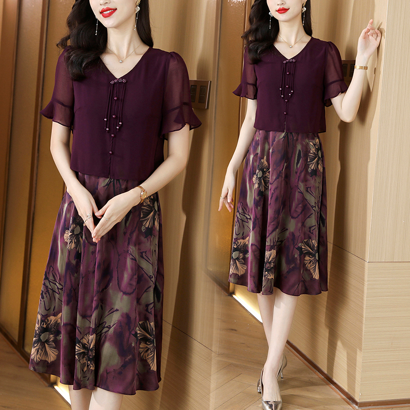 RY2975# 实拍假两件连衣裙2026夏装新款女装遮肉显瘦气质中长裙子