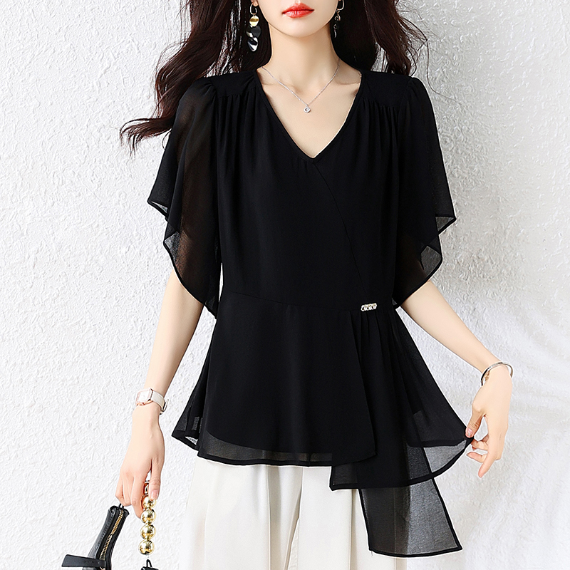 RY3307# 实拍2026夏季大码女装雪纺衫时尚休闲胖妹妹显瘦宽松百搭上...