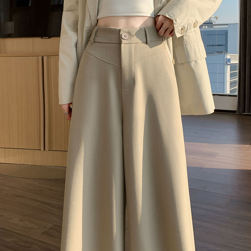 實拍西裝闊腿褲女2026春季高腰墜感休閑褲子拖地直筒拖地褲送皮帶