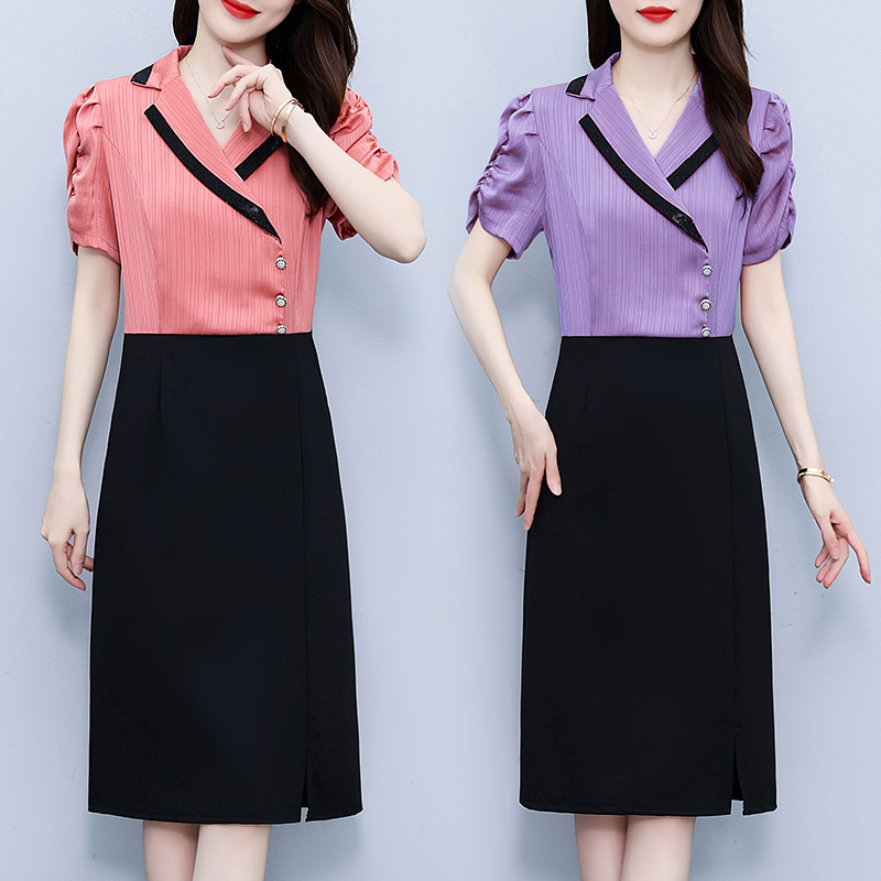 MY12337# 西装连衣裙女夏季新款时尚收腰气质女神范高级感气质中长连衣裙女裝貨源服裝批發