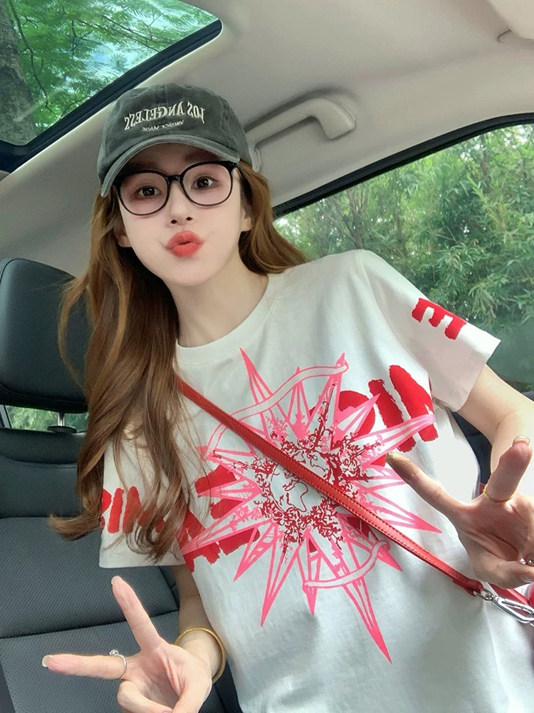 MY17331# 白色小香风潮牌短袖t恤新款夏季欧货洋气高级正肩纯棉上衣女...