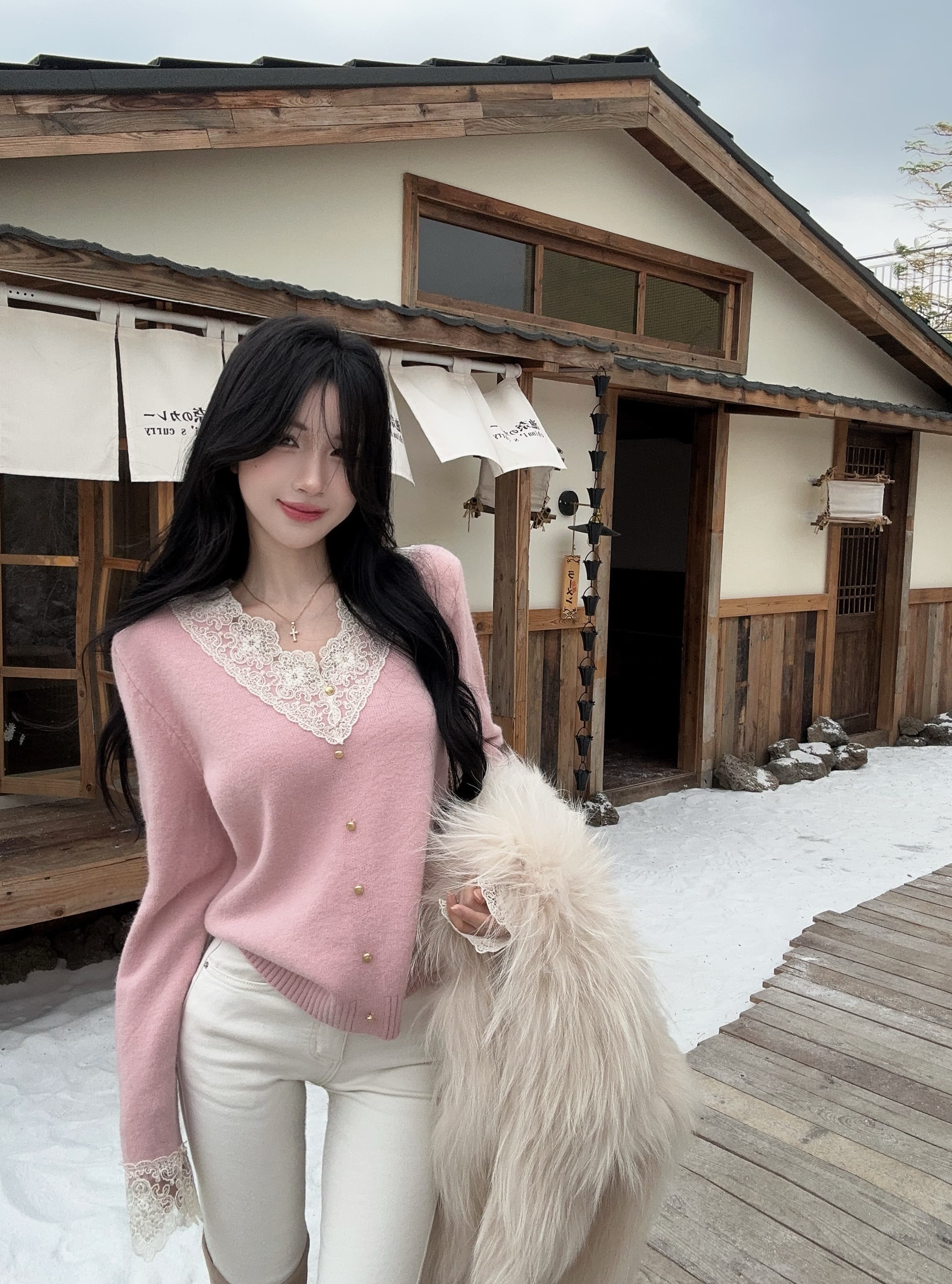 MY15179# 气质温柔毛衣蕾丝毛针织衫内搭打底衫时尚长袖上衣女女裝貨源服裝批發