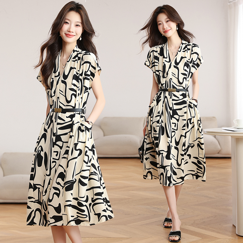 RY3409# 实拍 妈妈装中老年时尚女装高档中老年女装气质收腰显瘦连衣裙...