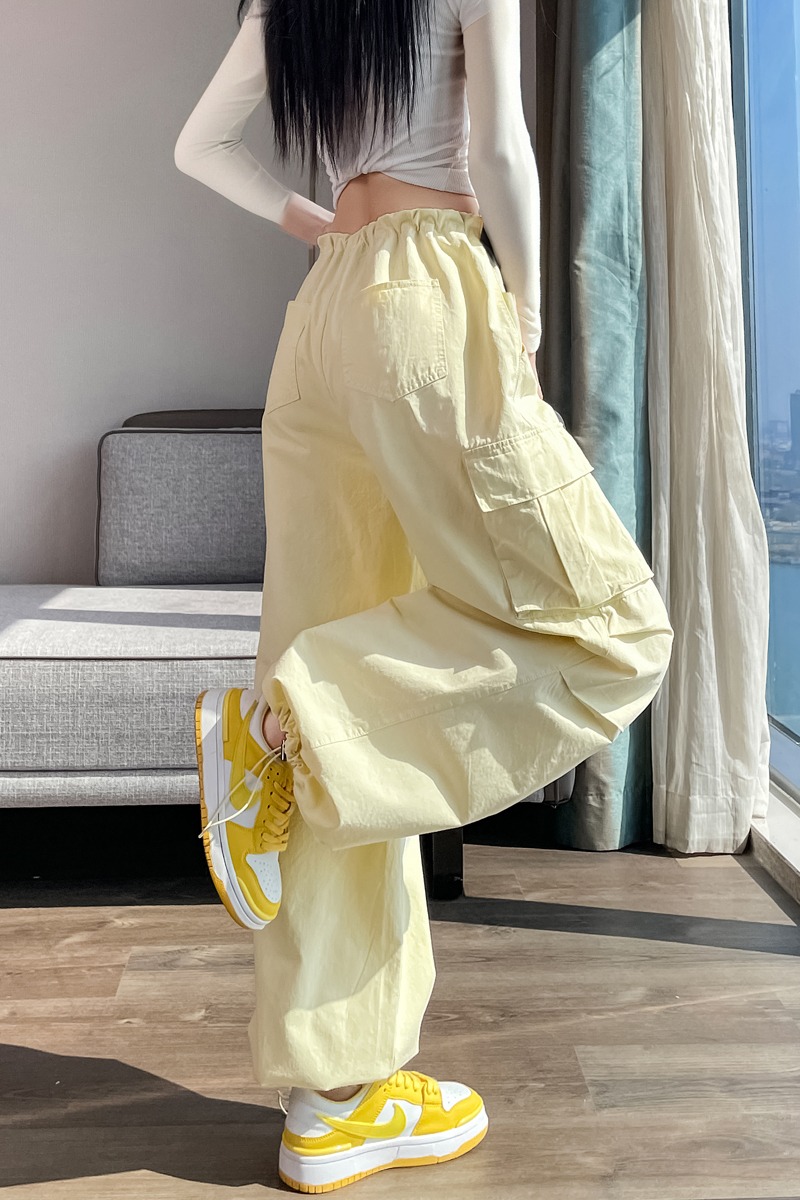 實拍2026夏季新款美式工裝褲女高腰闊腿束腳兩穿休閑運動褲