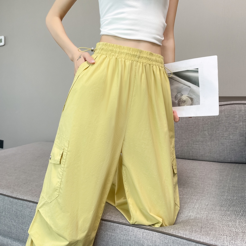 實拍2026夏季新款薄款速干兩穿工裝褲高腰休閑褲運動褲女