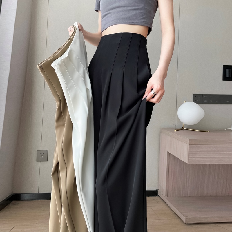 實拍2026夏季新款西裝褲高腰闊腿褲直筒休閑寬松大腳拖地褲女