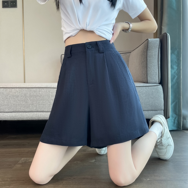實拍2026夏季新款天絲亞麻五分褲A字闊腿高腰棉麻薄款短褲女