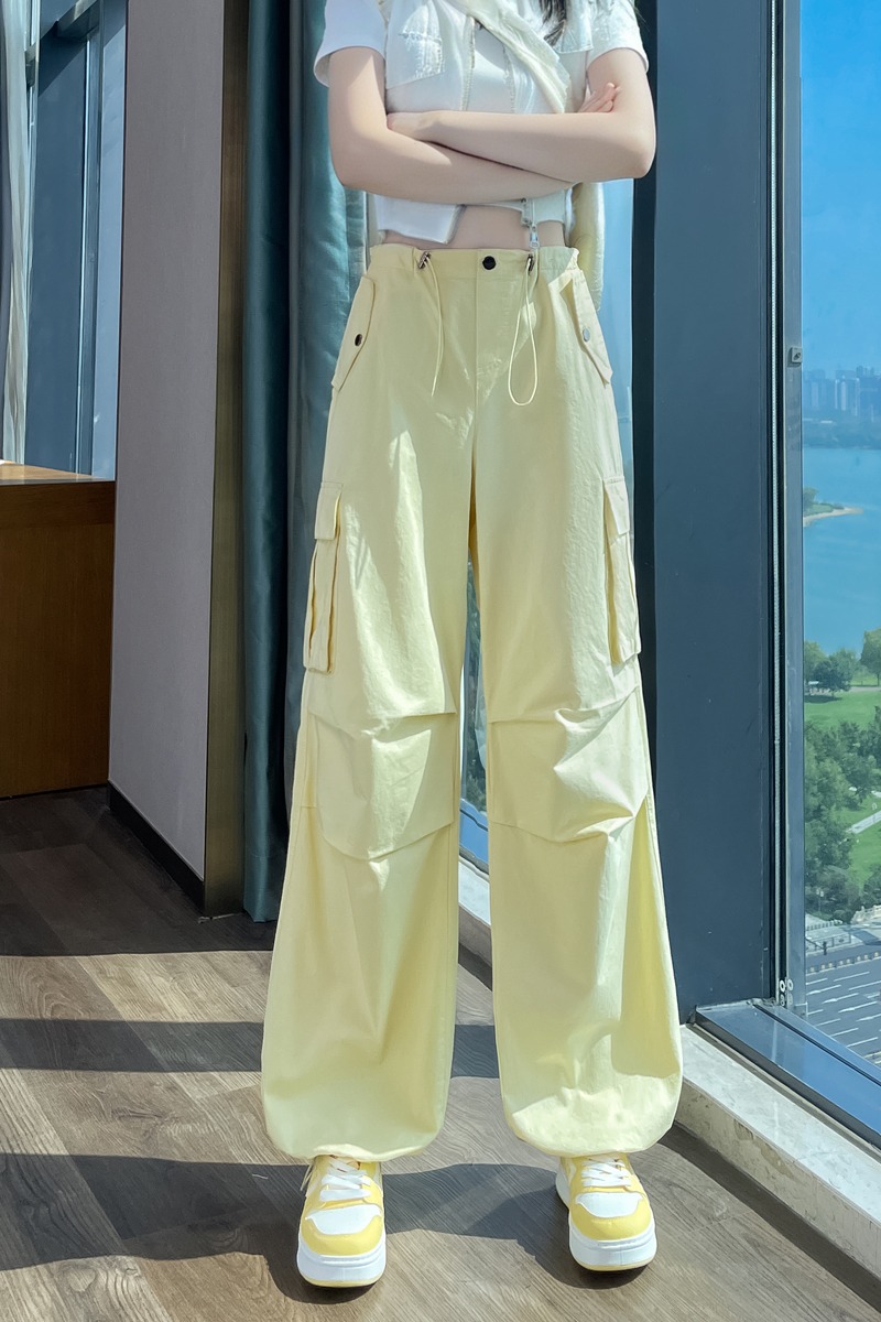 實拍2026夏季新款美式工裝褲女高腰闊腿束腳兩穿休閑運動褲