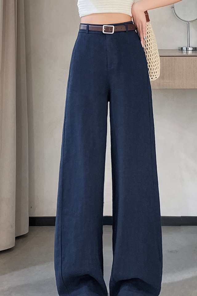 實拍2026夏季新款冰絲棉麻褲彎刀褲窄版闊腿直筒薄款拖地褲女