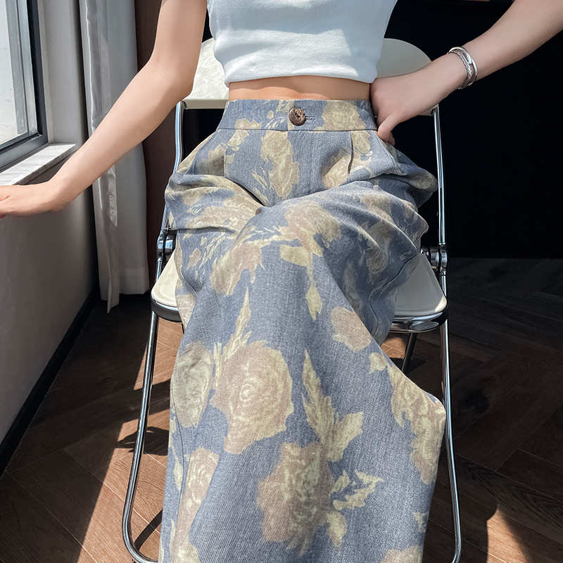 實拍2026夏季新款扎染天絲亞麻闊腿褲高腰棉麻山本褲拖地褲女