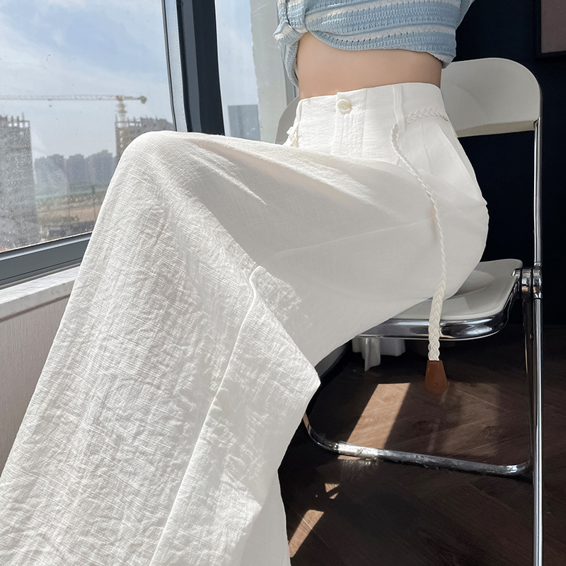 實拍2026夏季新款天絲亞麻闊腿褲高腰休閑褲防曬冰絲拖地褲女