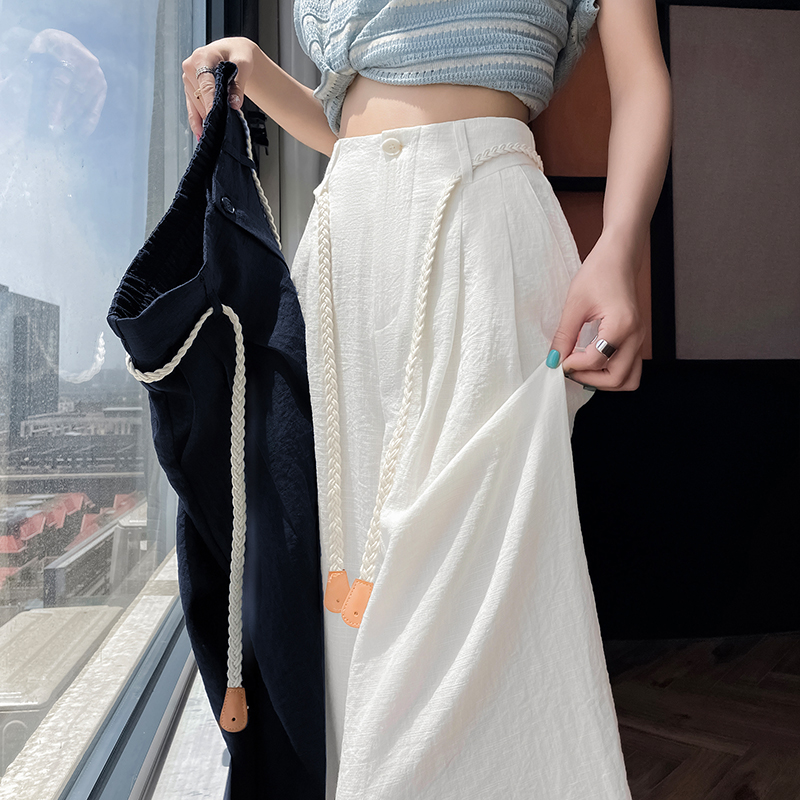 實拍2026夏季新款天絲亞麻闊腿褲高腰休閑褲防曬冰絲拖地褲女