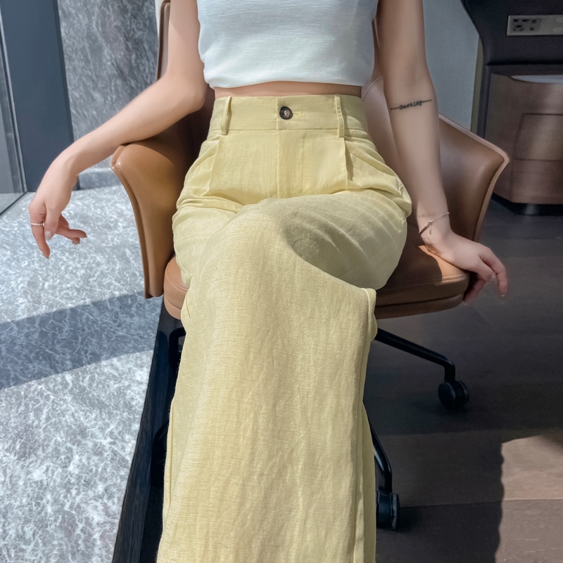 實拍2026夏季新款天絲亞麻闊腿褲高腰休閑褲冰絲防曬拖地褲女