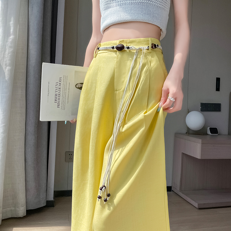 實拍2026夏季新款天絲亞麻褲闊腿褲冰絲褲薄款休閑拖地褲女