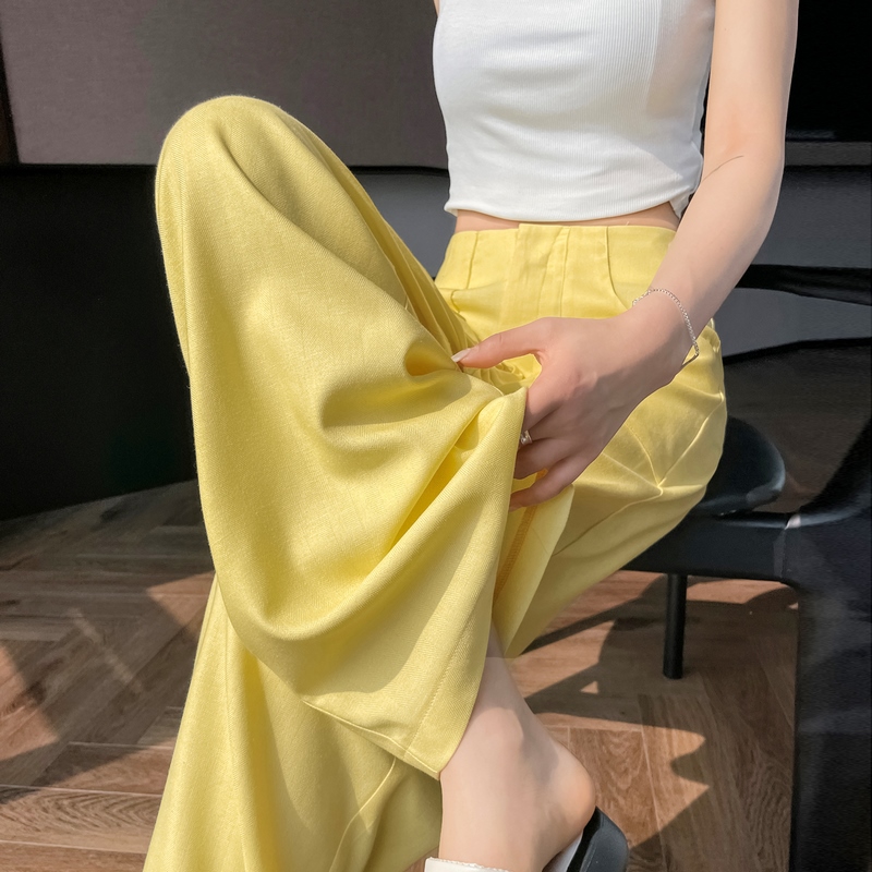 實拍2026夏季新款天絲亞麻闊腿褲冰絲高腰防曬棉麻休閑褲女
