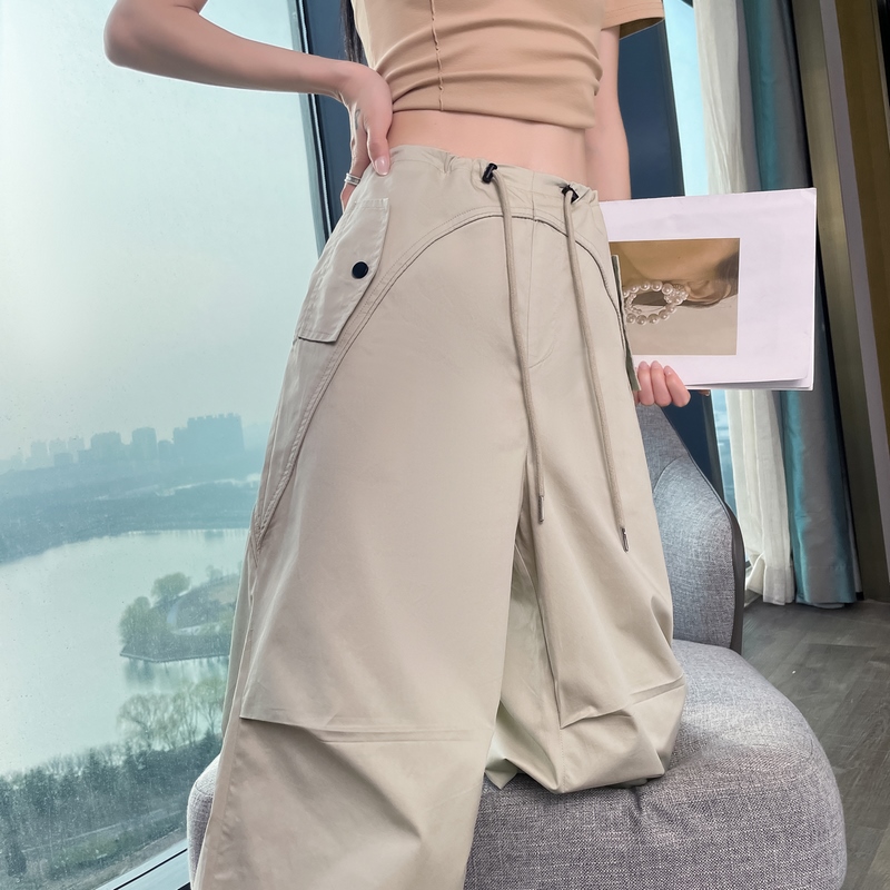 實拍2026夏季新款速干褲工裝褲女薄款高腰束腳闊腿兩穿哈倫運動褲