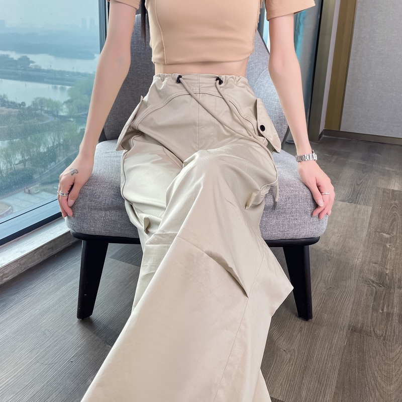 實拍2026夏季新款速干褲工裝褲女薄款高腰束腳闊腿兩穿哈倫運動褲