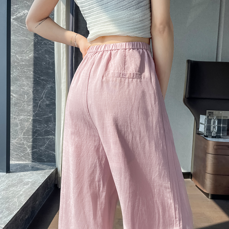 實拍2026夏季新款天絲亞麻褲闊腿褲薄款高腰山本褲拖地褲女