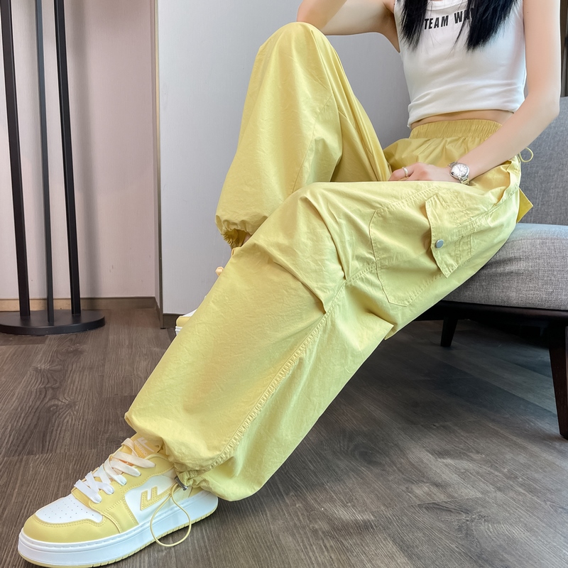 實拍2026夏季新款薄款速干兩穿工裝褲高腰休閑褲運動褲女