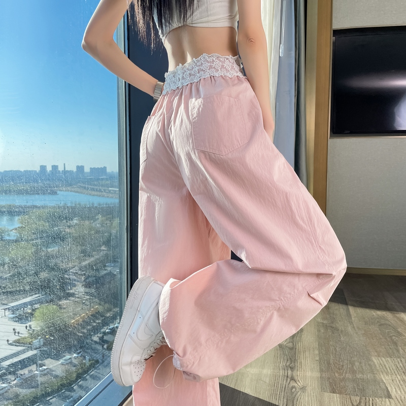 實拍2026夏季新款速干褲工裝褲女薄款高腰束腳闊腿兩穿哈倫運動褲