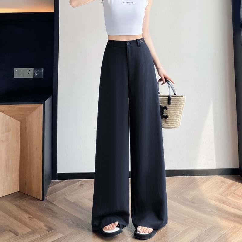 實拍2026夏季新款天絲亞麻闊腿褲薄款冰絲防曬休閑直筒拖地褲女