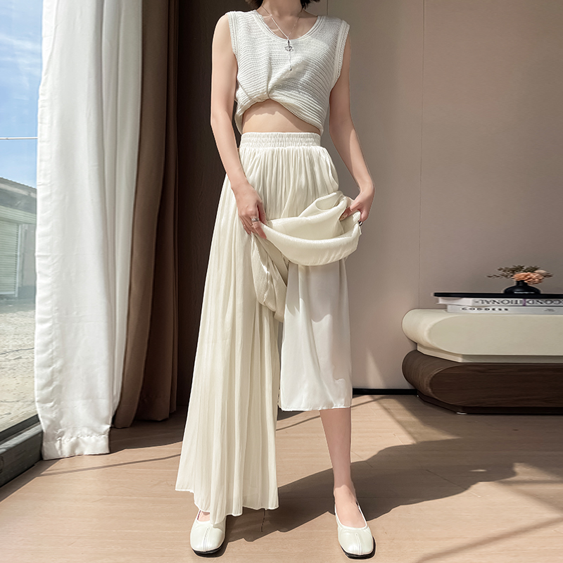 實拍2026夏季薄款琉璃紗冰絲裙褲女高腰防曬褲裙拖地褲女