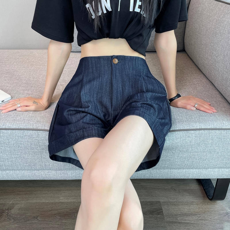 實拍2026夏季新款天絲牛仔褲短褲女高腰寬松A字闊腿褲休閑褲