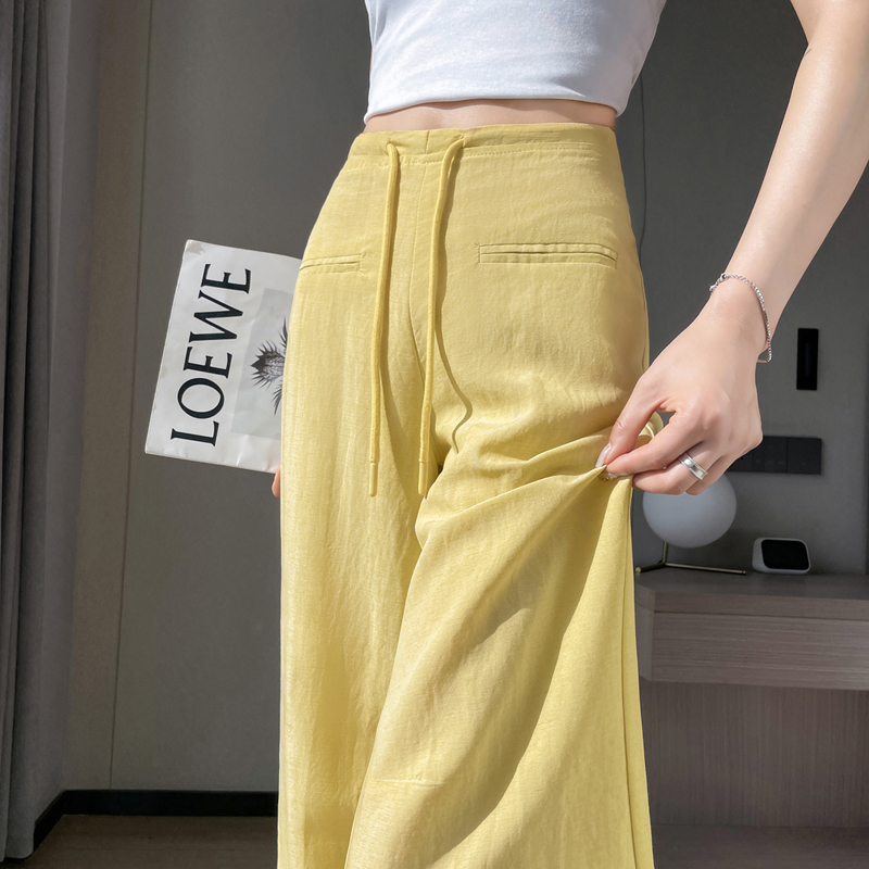 實拍2026夏季新款天絲亞麻微喇褲薄款喇叭窄版闊腿直筒褲女