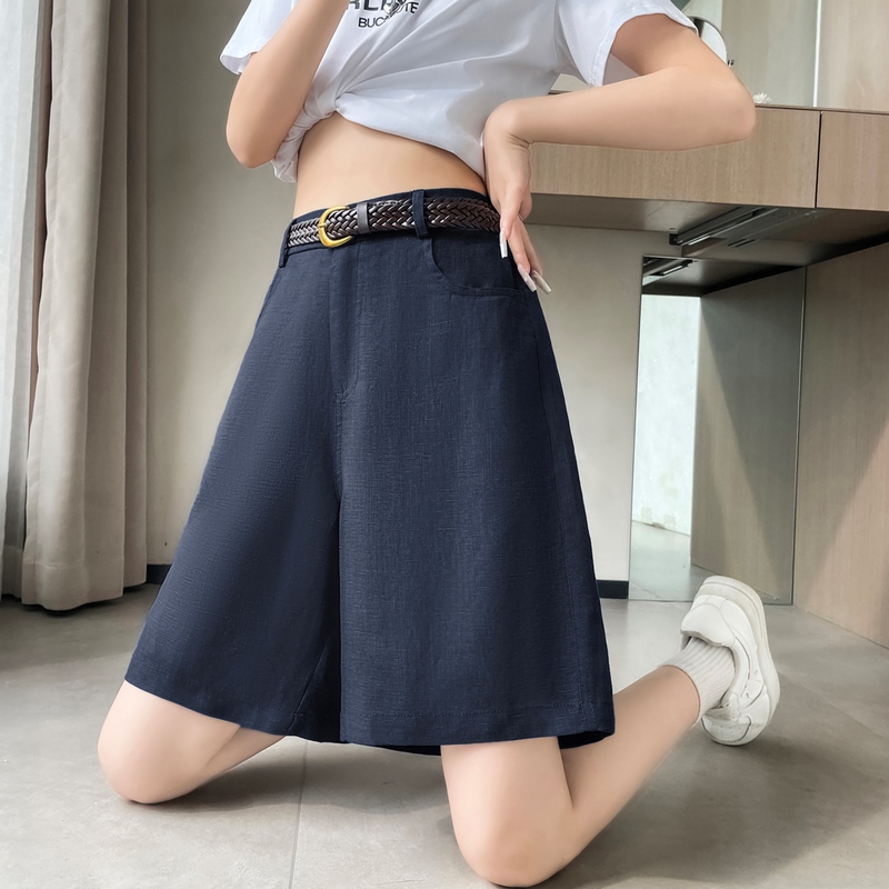 實拍2026夏季新款天絲亞麻五分褲A字闊腿高腰棉麻薄款短褲女