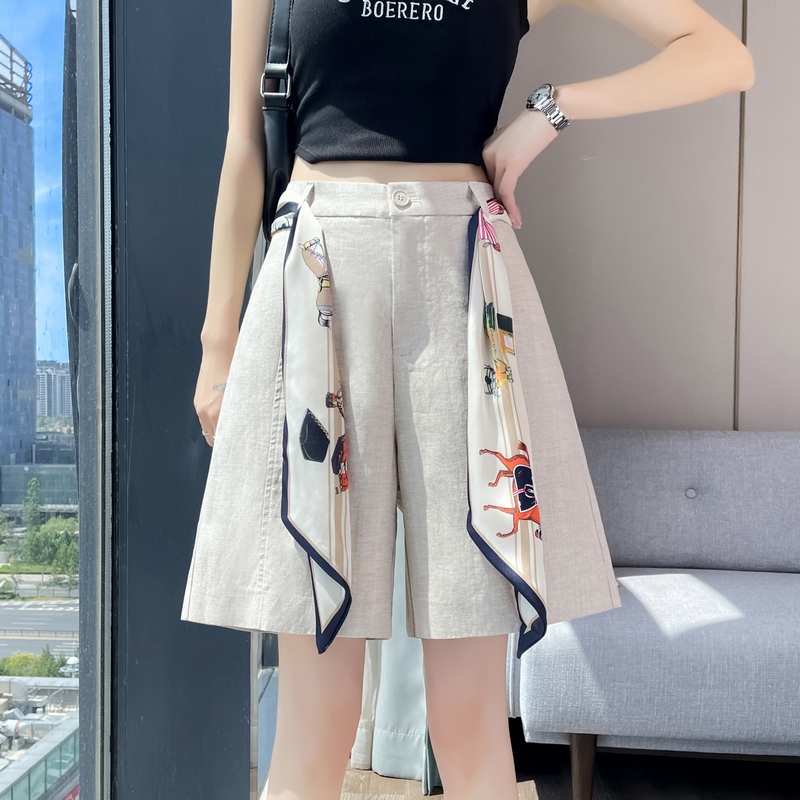 實拍2026夏季新款天絲亞麻五分褲闊腿褲A字短褲薄款棉麻褲女