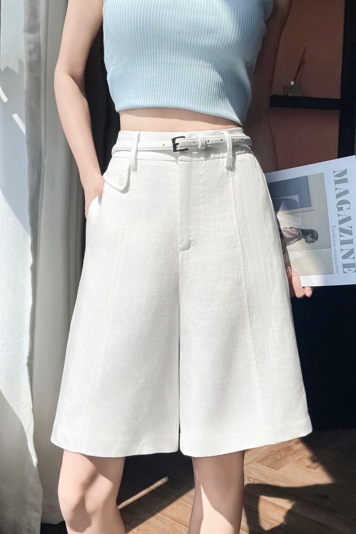 實拍2026夏季新款薄款天絲亞麻闊腿褲A字短褲高腰冰絲褲五分褲女