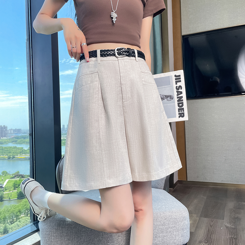 實拍2026夏季新款天絲亞麻五分褲闊腿褲A字短褲薄款棉麻防曬褲女