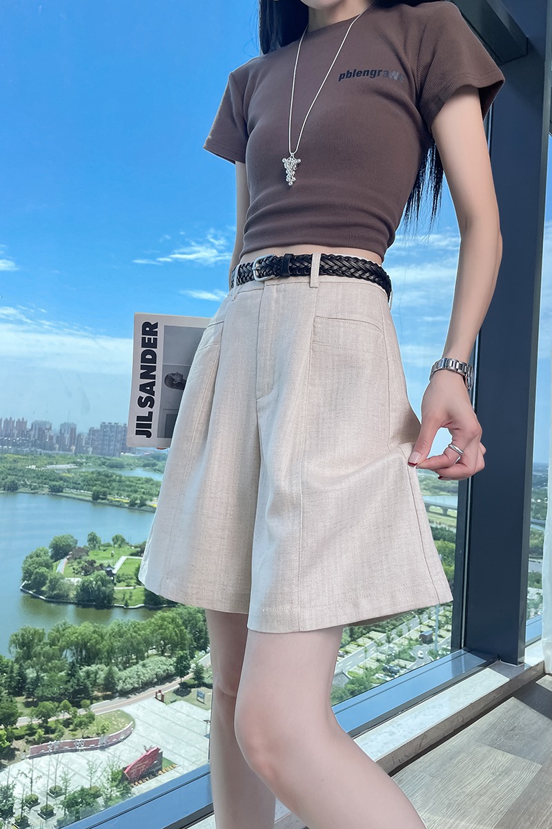 實拍2026夏季新款天絲亞麻五分褲闊腿褲A字短褲薄款棉麻防曬褲女